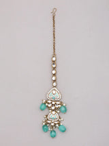 Mint Green Kundan Choker Necklace Set with Maang Tikka