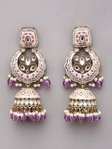 Lavender Brass Choker Necklace Set with Jhumka Earrings and Maang Tikka