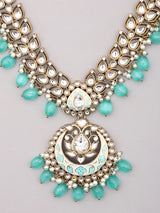 Mint Green Kundan Necklace Set with Earrings and Maang Tikka