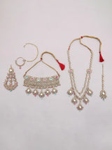 Pastel Kundan Bridal Jewellery Set in Brass