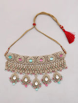 Pastel Kundan Bridal Jewellery Set in Brass