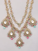 Pastel Kundan Bridal Jewellery Set in Brass
