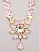 Gulnaar Blush Floral Kundan Necklace Set with Earrings