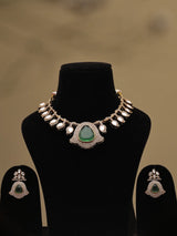 Emerald Green Kundan Bridal Necklace and Earrings Set