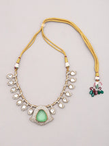 Emerald Green Kundan Bridal Necklace and Earrings Set