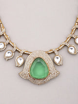 Emerald Green Kundan Bridal Necklace and Earrings Set