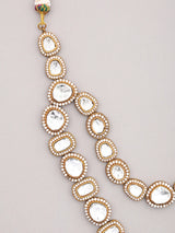 White Kundan Double Layer Necklace Set with Earrings