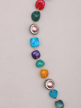 Meenakari Floral Enamel and Beaded Stone Necklace Set with Earrings