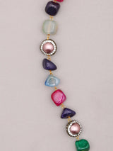 Meenakari Floral Multicolour Stone Beaded Necklace Set with Earrings