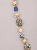 Multicolour Stone and Beaded Tassel Necklace Set with Earrings
