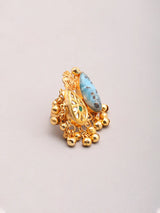 Purple Stone and Ghungroo Brass Statement Ring