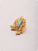 Purple Stone and Ghungroo Brass Statement Ring