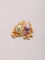 Purple Stone and Ghungroo Brass Statement Ring