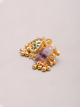 Purple Stone and Ghungroo Brass Statement Ring