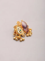 Purple Stone and Ghungroo Brass Statement Ring