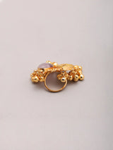 Purple Stone and Ghungroo Brass Statement Ring