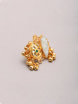 Purple Stone and Ghungroo Brass Statement Ring