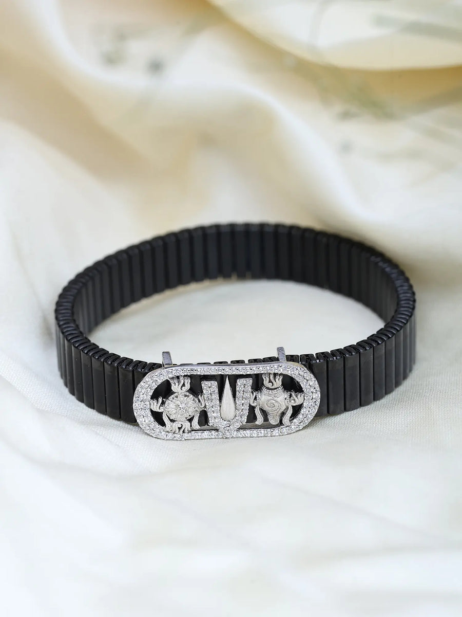 Vaishnava Chakra Tilak and Shankh Sterling Silver Bracelet