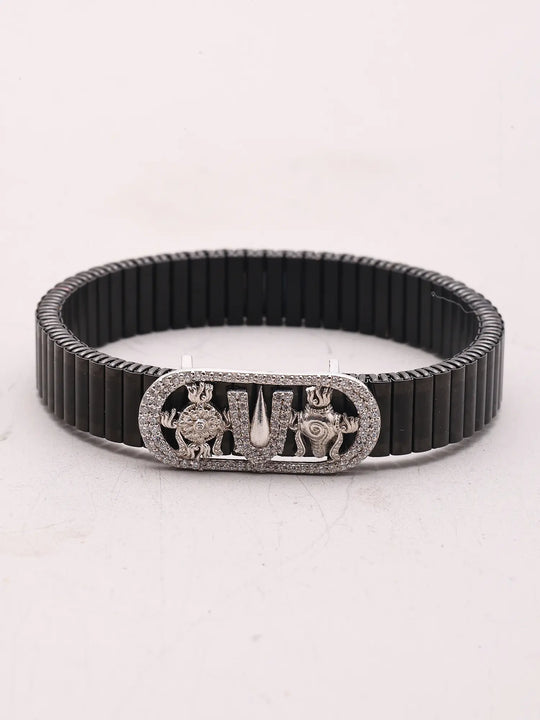 Vaishnava Chakra Tilak and Shankh Sterling Silver Bracelet