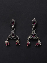 Goddess Lakshmi Jaali Work Oxidised Sterling Silver Necklace Set