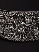 Krishna Lila Engraved Oxidised Sterling Silver Choker