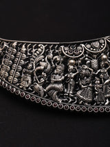 Krishna Lila Engraved Oxidised Sterling Silver Choker