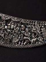 Krishna Lila Engraved Oxidised Sterling Silver Choker
