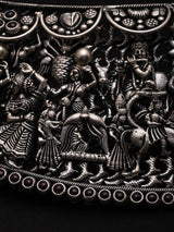 Krishna Lila Engraved Oxidised Sterling Silver Choker
