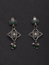 Heart Jaali Oxidised Sterling Silver Choker Set with Earrings