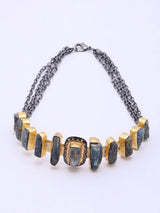 Tribal Brass Necklace with Raw Uncut Stones