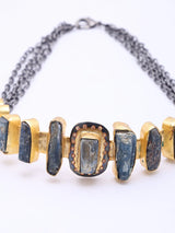 Tribal Brass Necklace with Raw Uncut Stones