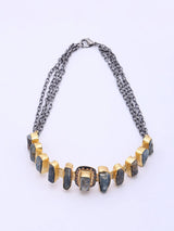 Tribal Brass Necklace with Raw Uncut Stones
