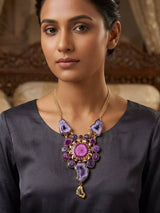 Mandala Druzy Stone Brass Pendant Necklace