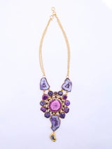 Mandala Druzy Stone Brass Pendant Necklace