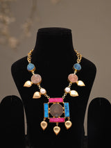 Oman 50 Baisa Coin and Leaf Drop Brass Necklace
