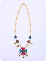 Oman 50 Baisa Coin and Leaf Drop Brass Necklace