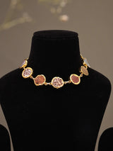 Brass Round Raw Stone Statement Necklace