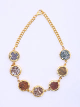 Brass Round Raw Stone Statement Necklace
