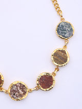 Brass Round Raw Stone Statement Necklace