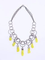 Circular Link Necklace with Raw Cut Yellow Stones