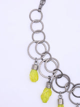 Circular Link Necklace with Raw Cut Yellow Stones