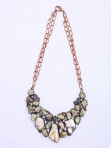 Raw Cut Stone and Baroque Pearl Drop Necklace