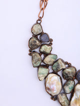 Raw Cut Stone and Baroque Pearl Drop Necklace
