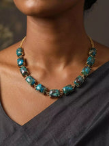 Rectangular Stone Studded Brass Necklace