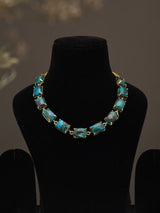 Rectangular Stone Studded Brass Necklace