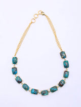 Rectangular Stone Studded Brass Necklace