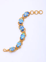 Blue and Purple Cabochon Stone Twisted Rope Brass Bracelet