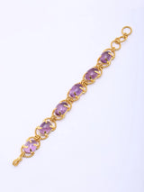 Blue and Purple Cabochon Stone Twisted Rope Brass Bracelet