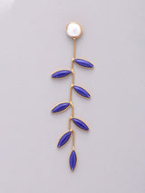 Leaf and Vine Marquise Stone Long Earrings in Brass
