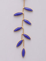 Leaf and Vine Marquise Stone Long Earrings in Brass